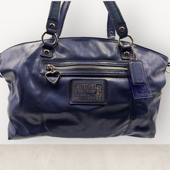 Coach Handbags - Authentic Coach Blue Daisy Liquid Glass Leather Purse Bag Tote M1295-F23402